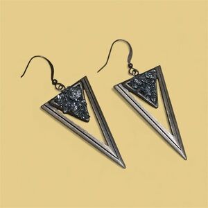 Geometric Silver Earrings with Pyrite crystals